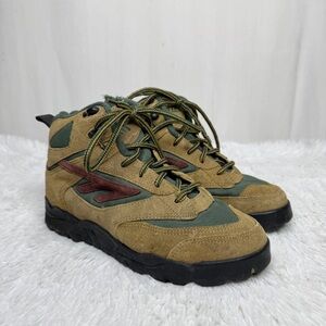 HI-TEC / Lady Sundance vintage gorpcore leather tan green hiking boots / 8